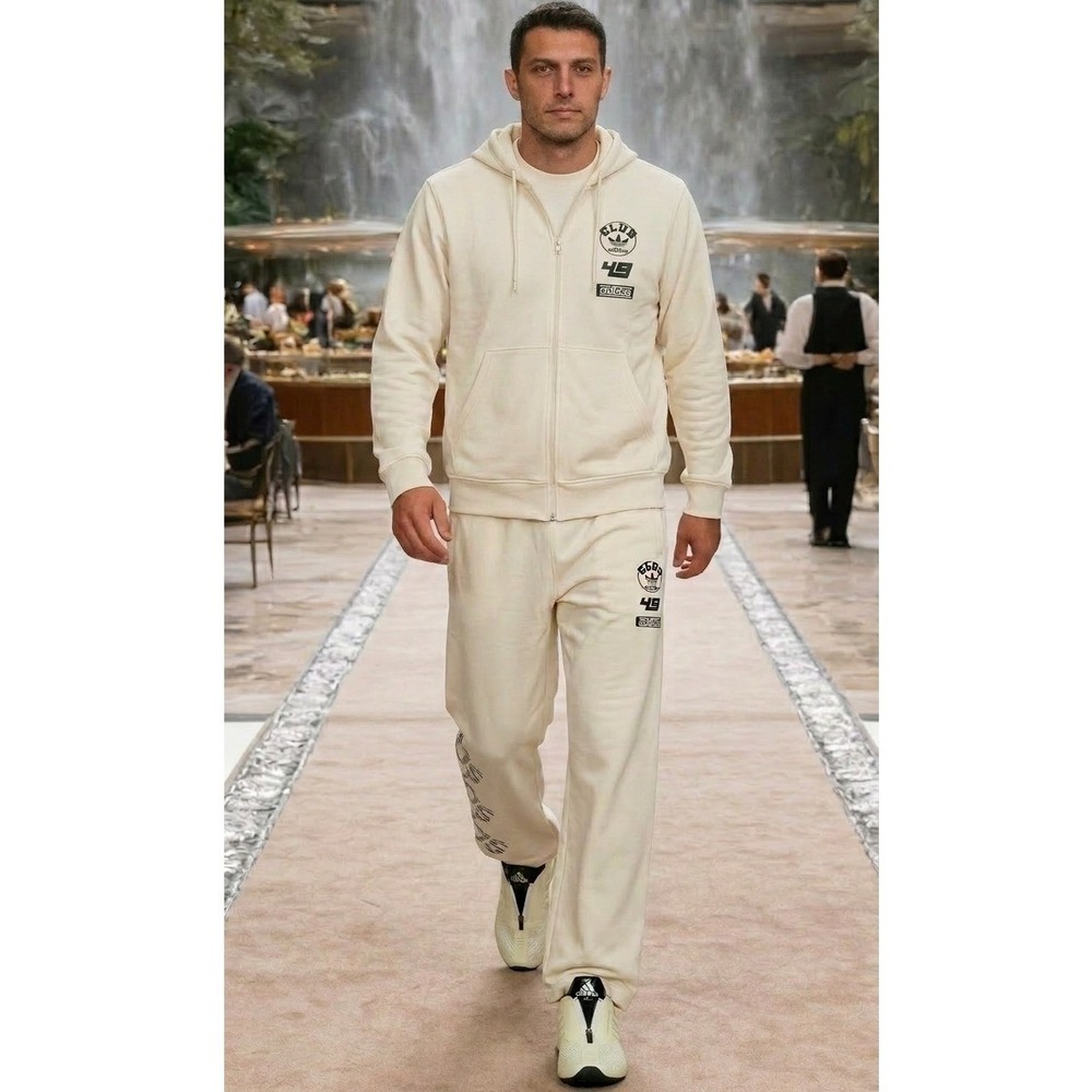Adidas Men's Adiclub Cream White Set 2XL Hoodie KW2175 Pants KW2177